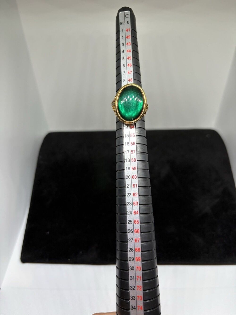 Jewel Tone Green Filigree Pattern Lucite 1960's Adjustable Vintage Ring U.S.A.